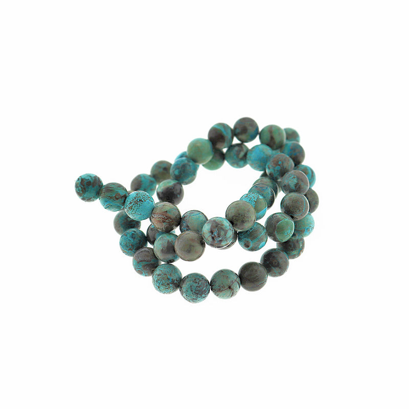 Perles rondes en pierres précieuses d'imitation 9 mm - Tons de terre - 1 brin 50 perles - BD2275