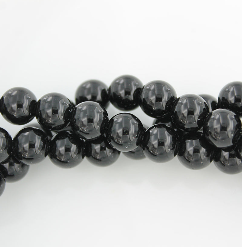 Perles Rondes Agate Naturelle 12mm - Onyx Noir - 15 Perles - BD083