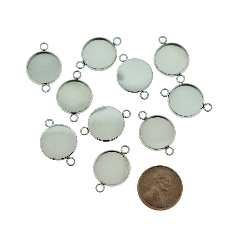 Stainless Steel Cabochon Connector Settings - 14mm Tray - 25 Pieces - CBS008