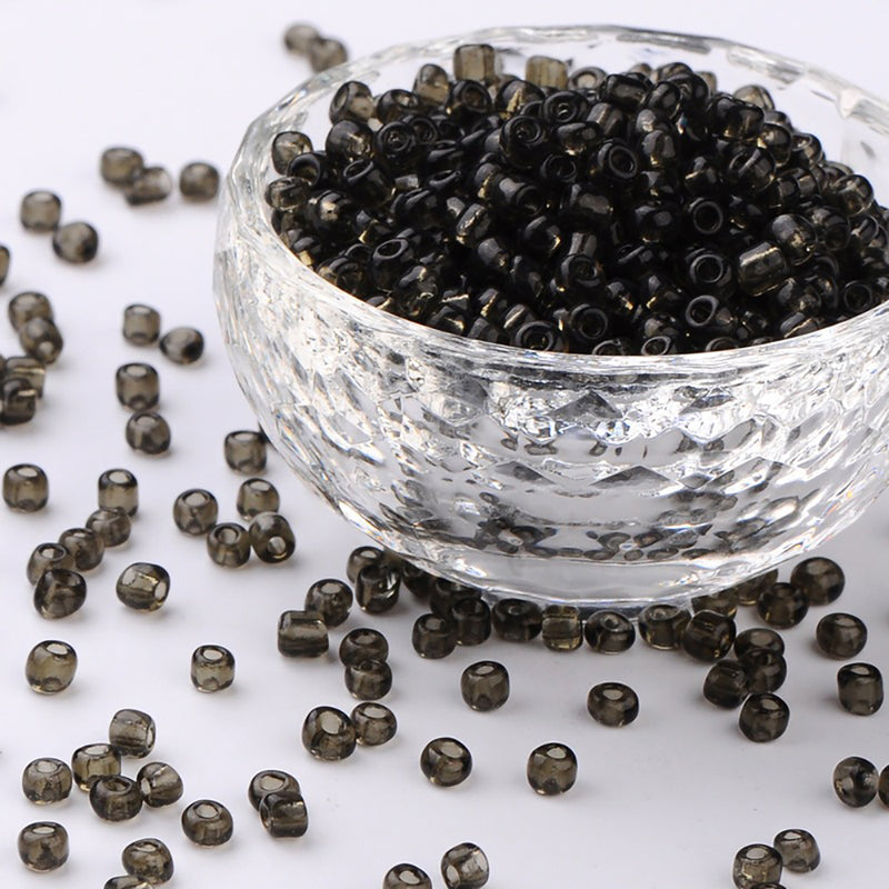 Perles de verre rocailles 6/0 4mm - Gris anthracite - 50g 500 perles - BD1279