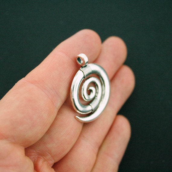 2 Spiral Antique Silver Tone Charms - SC5712
