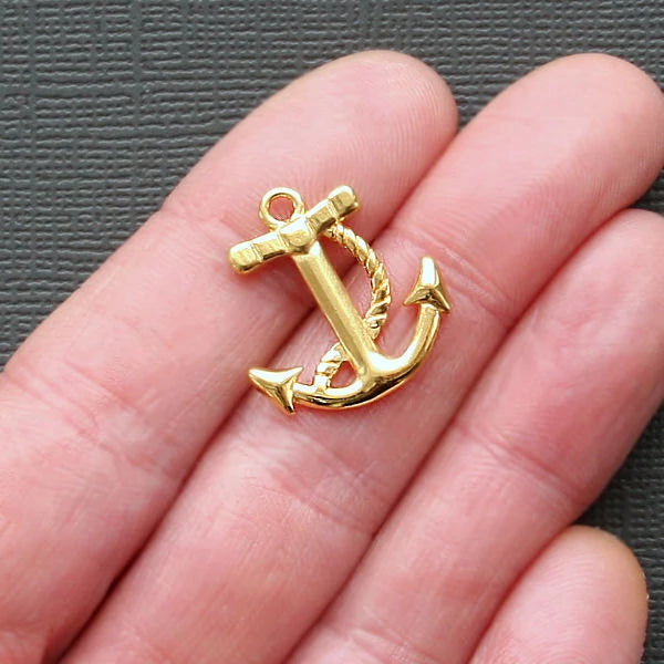 8 Anchor Gold Tone Charms 2 Sided - GC117