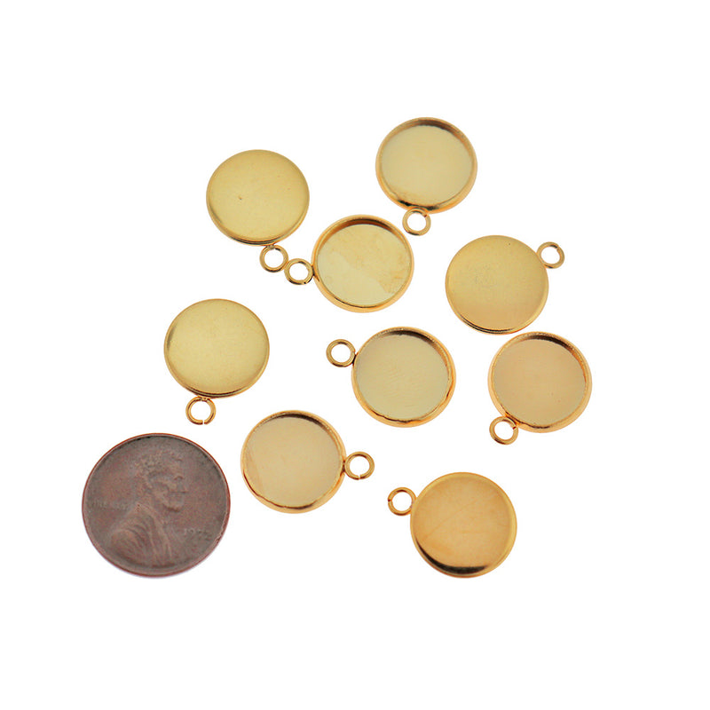 Gold Stainless Steel Cabochon Settings - 12mm Tray - 5 Pieces - CBS024