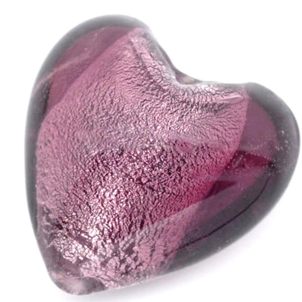 Perles en verre au chalumeau coeur 20mm - Violet foncé - 4 perles - BD591