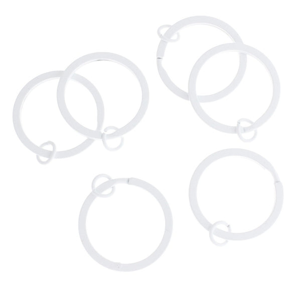 White Enamel Key Rings with Attached Jump Ring - 30mm - 4 Pieces - FD157