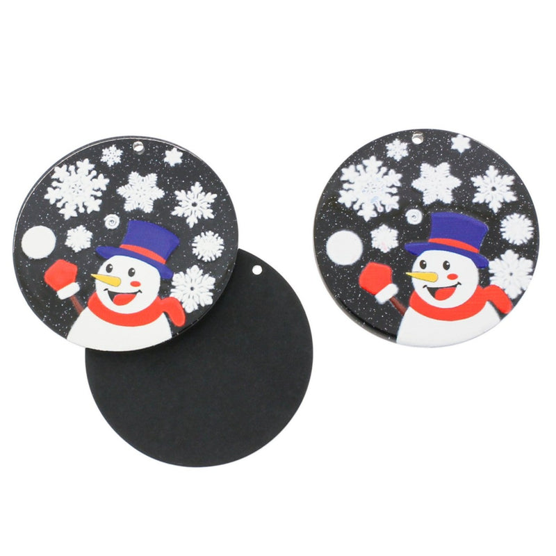 2 Snowman Painted Resin Charms - K577