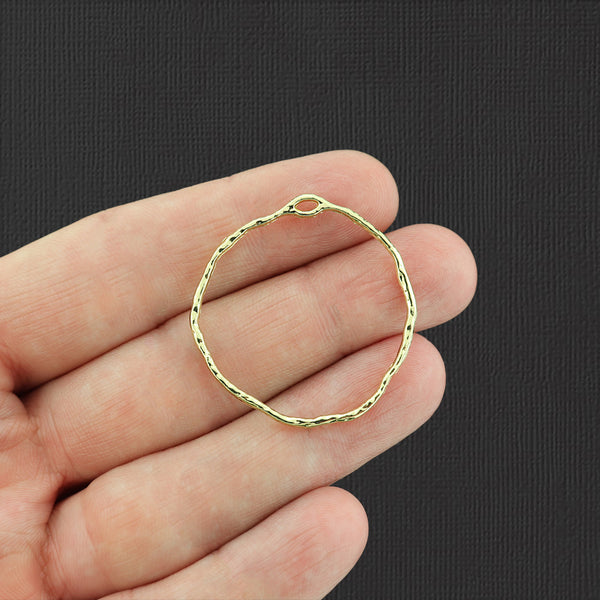 4 Hammered Circle Gold Tone Charms - GC1250