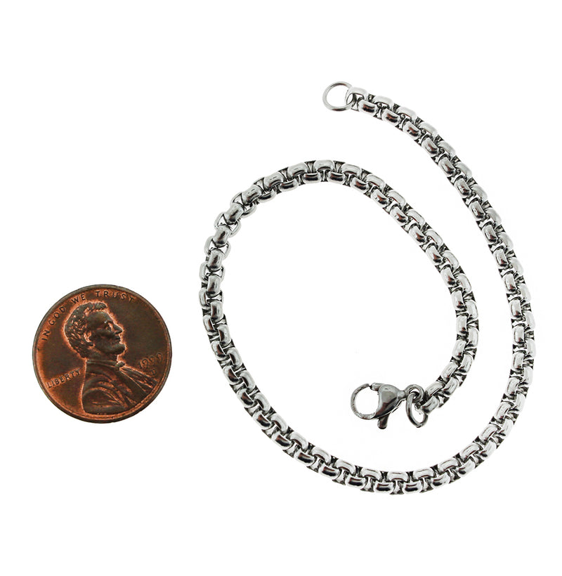 Stainless Steel Box Chain Bracelet 8 1/8" - 3.6mm - 1 Bracelet - N559