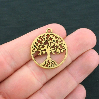6 Tree of Life Antique Gold Tone Charms - GC458