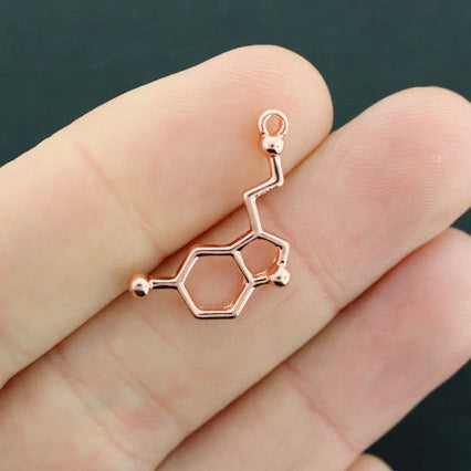 4 breloques de ton or rose de molécule de sérotonine - GC152