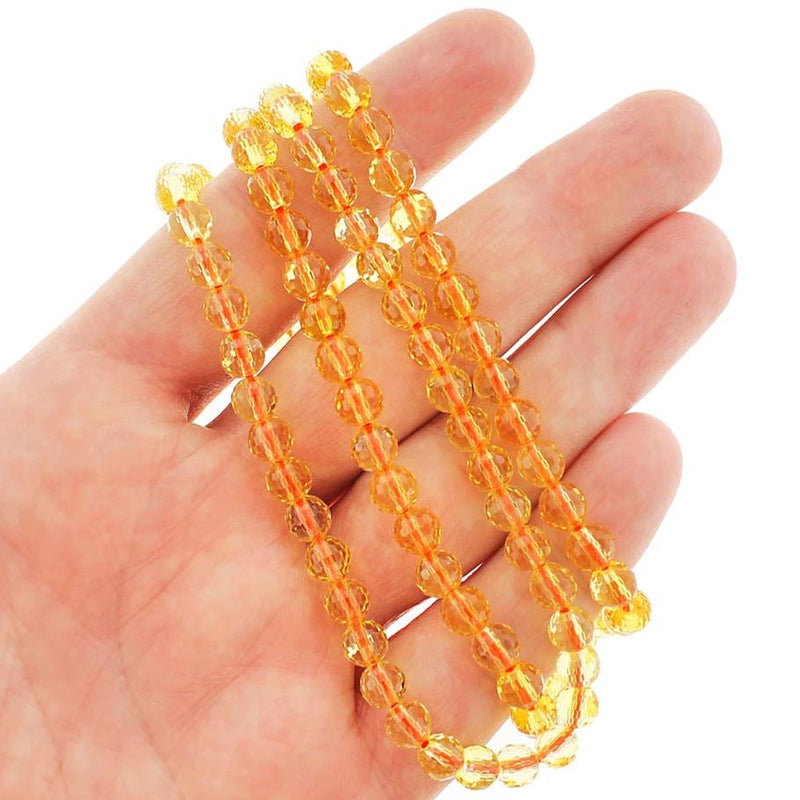 Faceted Natural Citrine Beads 6mm - Soft Yellow - 10 Beads - BD1434