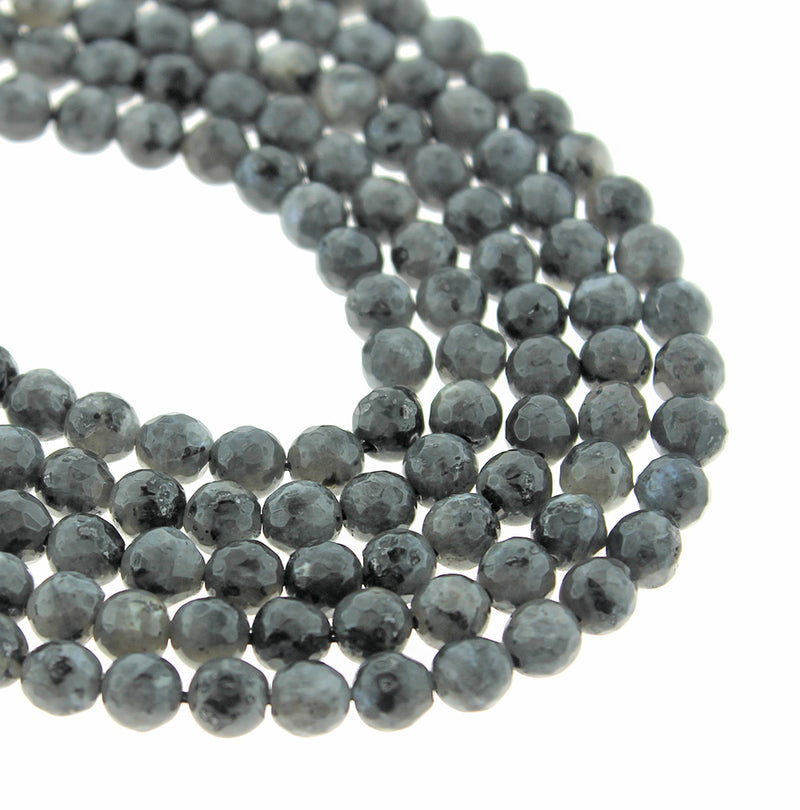 Perles de Labradorite Naturelle à Facettes 6mm - Gris Orageux - 1 Rang 67 Perles - BD1631
