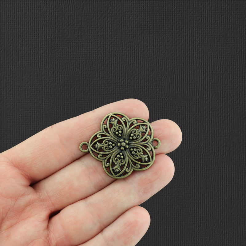 5 breloques de ton bronze antique de connecteur de fleur - BC365