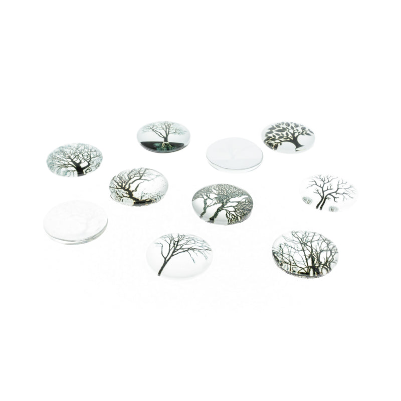 Assortiment de joints de cabochons en forme de dôme en verre d'arbre 25 mm - 10 pièces - CBD007