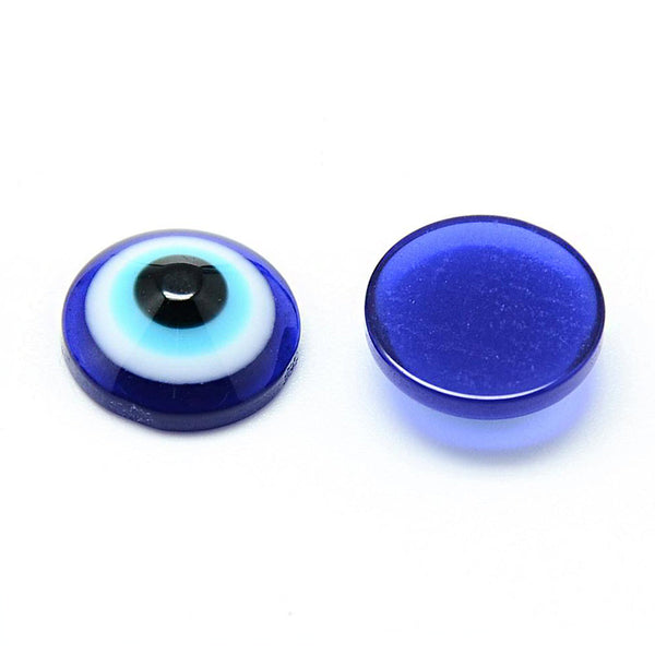 25 Evil Eye Resin Cabochon Domes 12mm - Z036