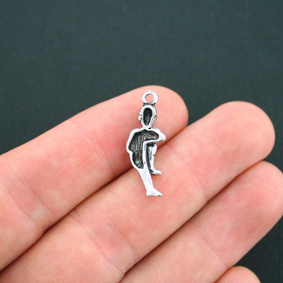 3 breloques de ton argent antique lanceur de baseball - SC4793