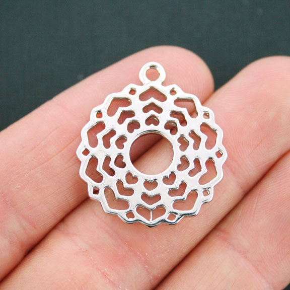 3 Chakra Antique Silver Tone Charms 2 Sided - SC5295