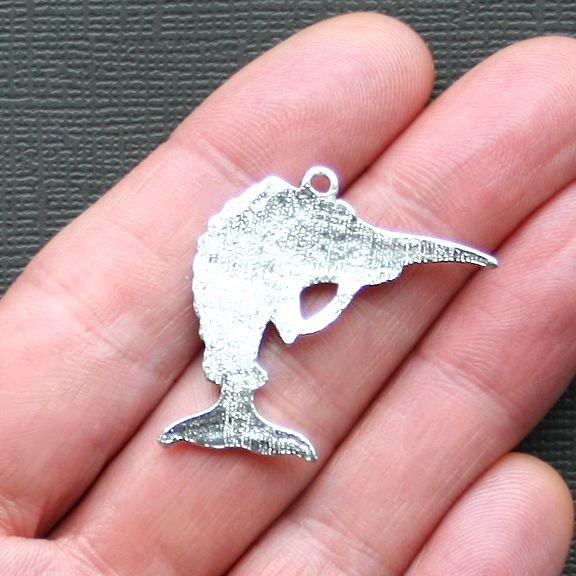 3 Marlin Antique Silver Tone Charms with Inset Rhinestone - SC2565