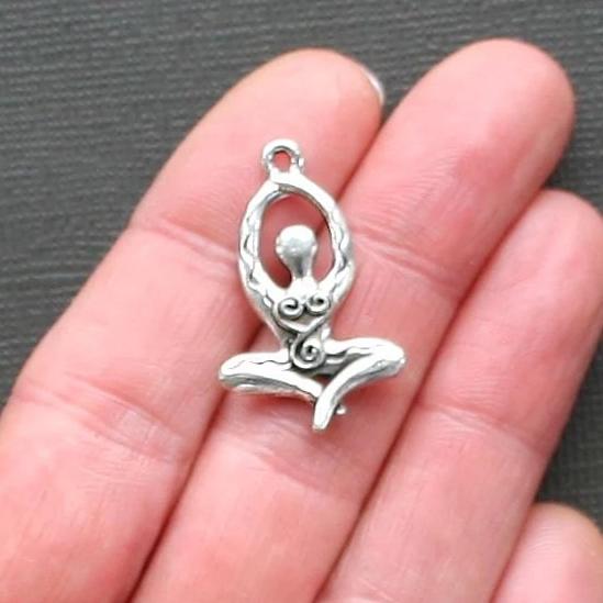 3 Yoga Antique Silver Tone Charms 2 Sided - SC2474