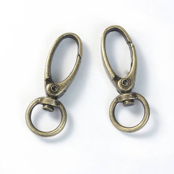 Fermoirs mousqueton pivotants en bronze - 44 mm x 17 mm - 4 pièces - FD503