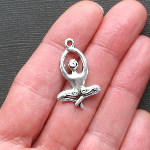 3 Yoga Antique Silver Tone Charms 2 Sided - SC2474
