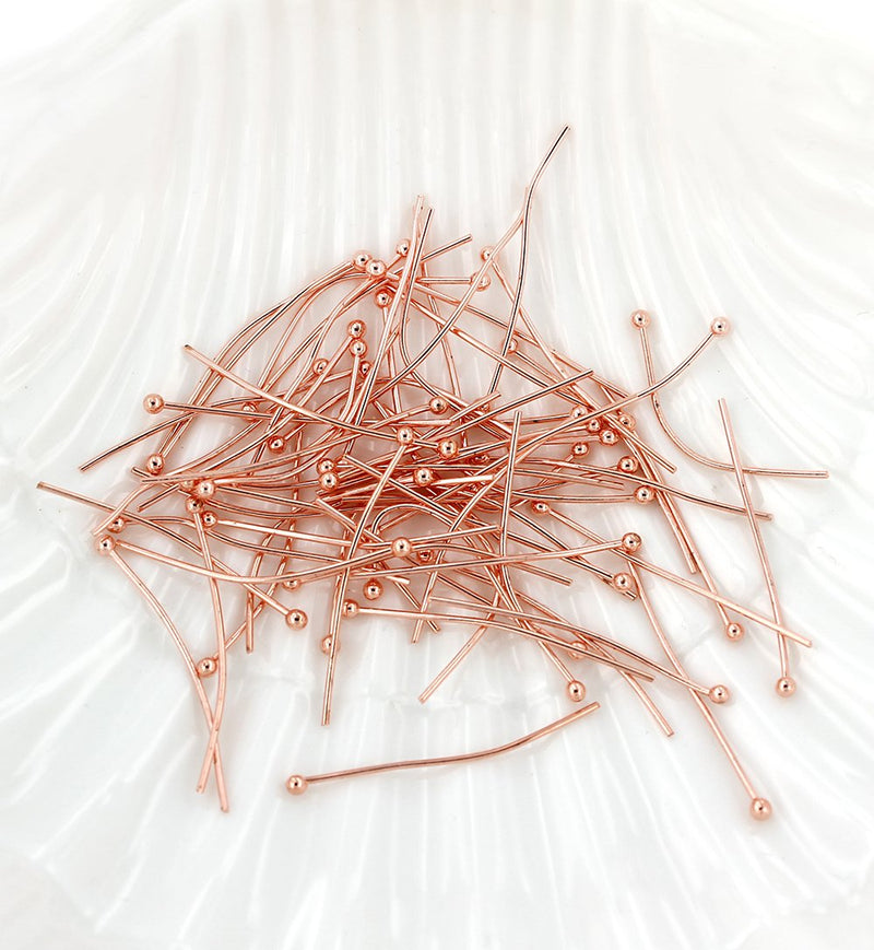 Rose Gold Tone Ball Head Pins - 30mm - 300 Pieces - PIN043