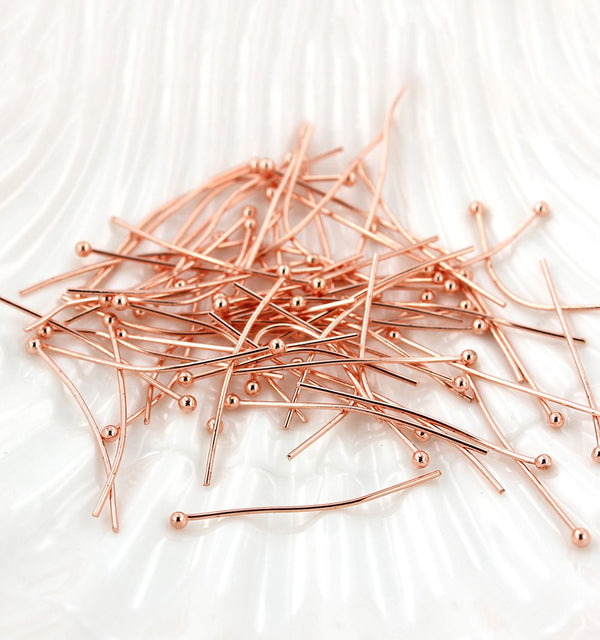 Rose Gold Tone Ball Head Pins - 30mm - 300 Pieces - PIN043