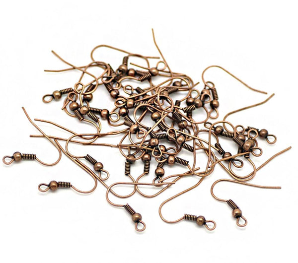 Boucles d'oreilles en cuivre antique - Crochets de style français - 17 mm x 14 mm - 300 pièces 150 paires - Z051