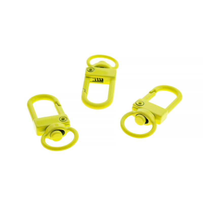 Yellow Enamel Swivel Lobster Clasps 34mm x 12mm - 5 Clasps - FD1020