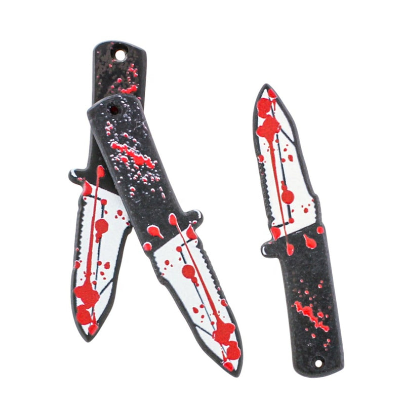 2 Horror Bloody Knife Resin Charms 2 Sided - K626