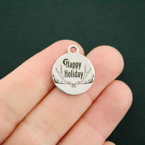 Happy Holiday Stainless Steel Charms - BFS001-3022