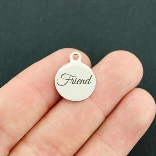 Friend Stainless Steel Small Round Charms - BFS002-3033