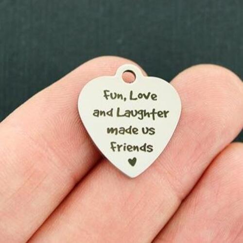 Charms Friends en acier inoxydable - Le plaisir, l'amour et le rire nous ont fait - BFS011-3040