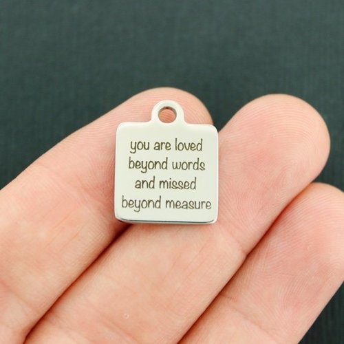 You are loved Stainless Steel Charms - beyond words and missed beyond measure - BFS013-3070