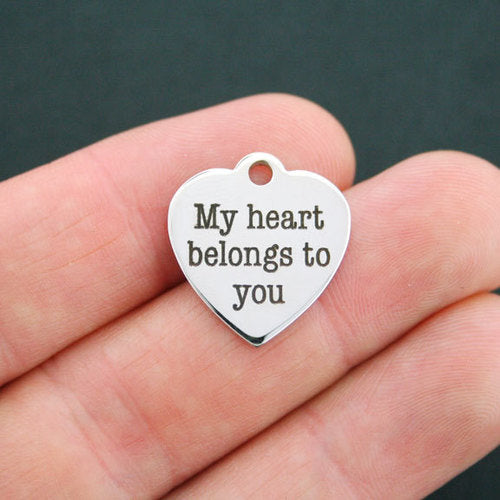 Love Stainless Steel Charms - My heart belongs to you - BFS011-0308