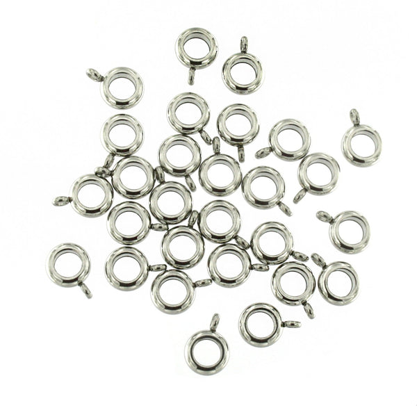 Stainless Steel Bail Beads 11.5mm x 8mm - Silver Tone - 4 Beads - FD894
