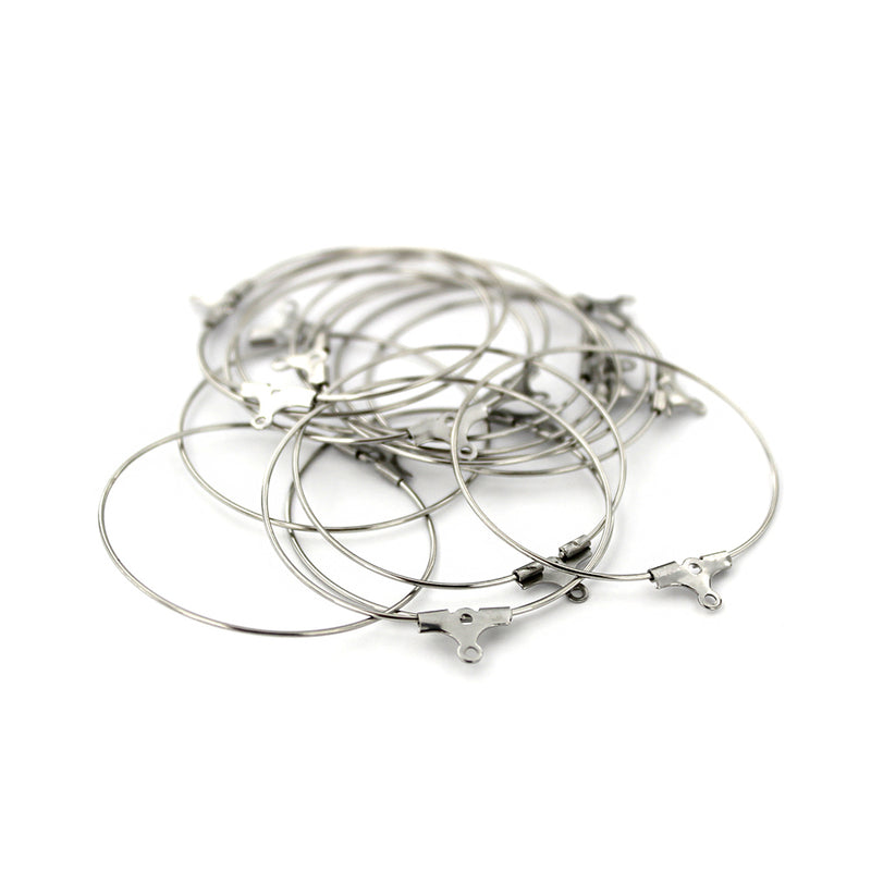Stainless Steel Earring Wires - Wine Charms Hoops - 40mm x 37mm - 12 Pieces 6 Pairs - MT731