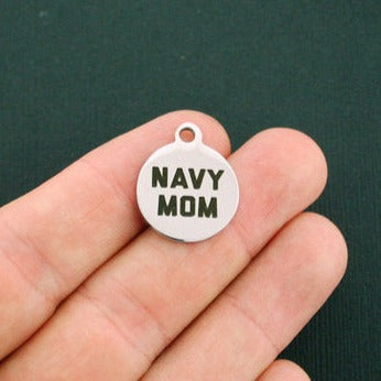 Navy Mom Stainless Steel Charms - BFS001-0310