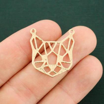 2 Origami Cat Connector Gold Tone Charms - GC1236