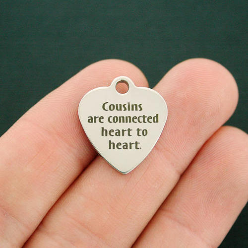 Cousins Stainless Steel Charms - are connected heart to heart - BFS011-3118