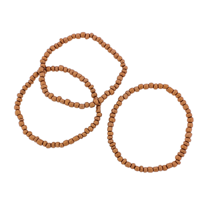 Bracelets en perles de verre - 65 mm - Marron - 5 bracelets - BB104
