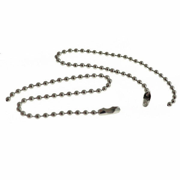 Silver Tone Extender Chains With Ball Chain Connector - 150mm x 2.5mm - 20 Pieces - FD568