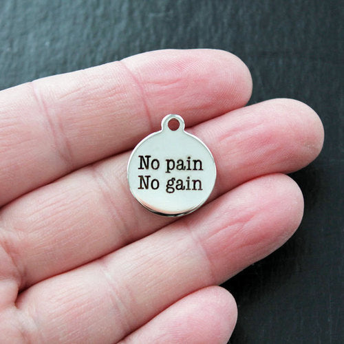 No Pain No Gain Stainless Steel Charms - BFS001-0318