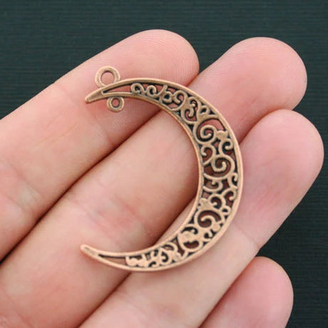 4 Crescent Moon Antique Copper Tone Charms- BC1338