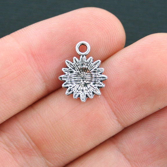 15 Sunflower Antique Silver Tone Charms - SC4155