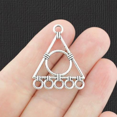 10 Triangle Chandelier Connector Antique Silver Charms - SC8034