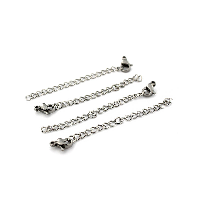 Stainless Steel Extender Chains With Lobster Clasp - 53mm x 2.7mm - 4 Pieces - FD658