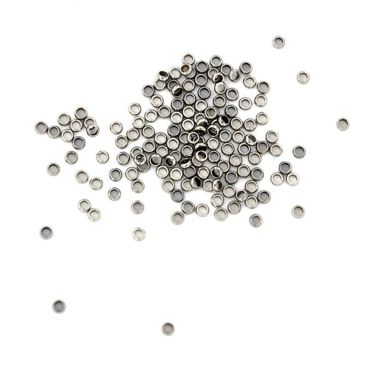 Flat Round Stainless Steel Spacer Beads 2.5mm x 1mm - Silver Tone - 25 Beads - FD683