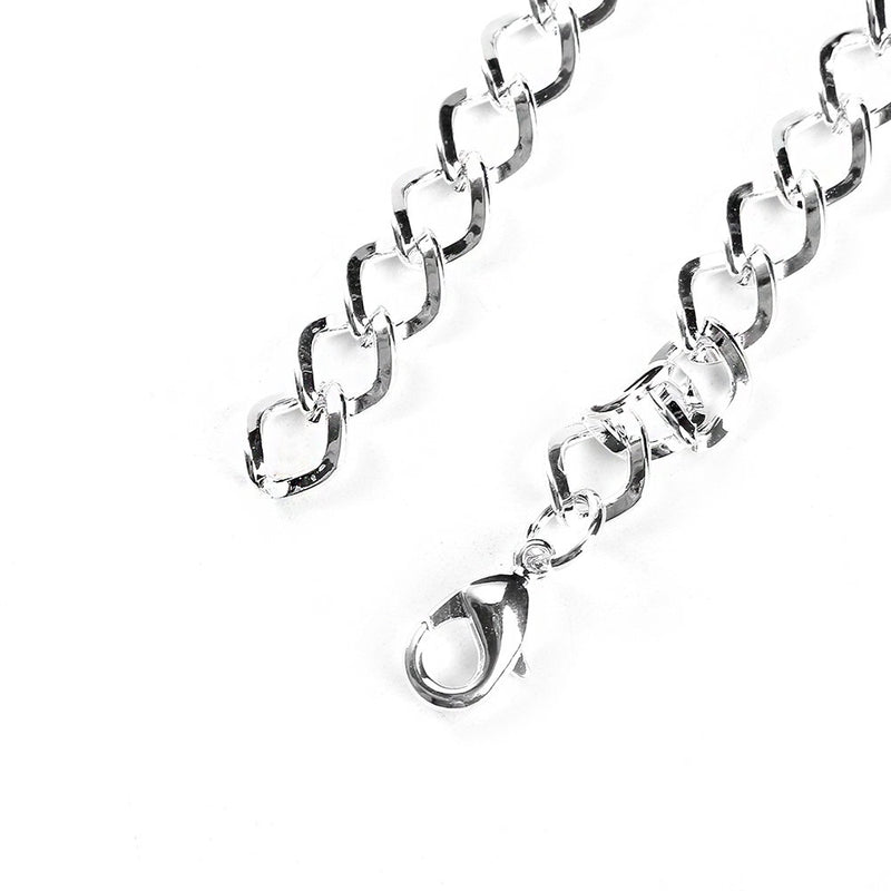 Antique Silver Tone Curb Chain Bracelet 8 3/8" - 7.0mm - 1 Bracelet - N409