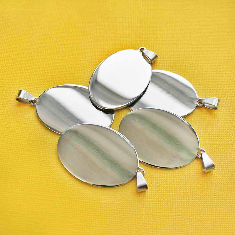 Oval Stamping Blank - Acier Inoxydable - 53mm x 30mm - 1 Etiquette - MT248